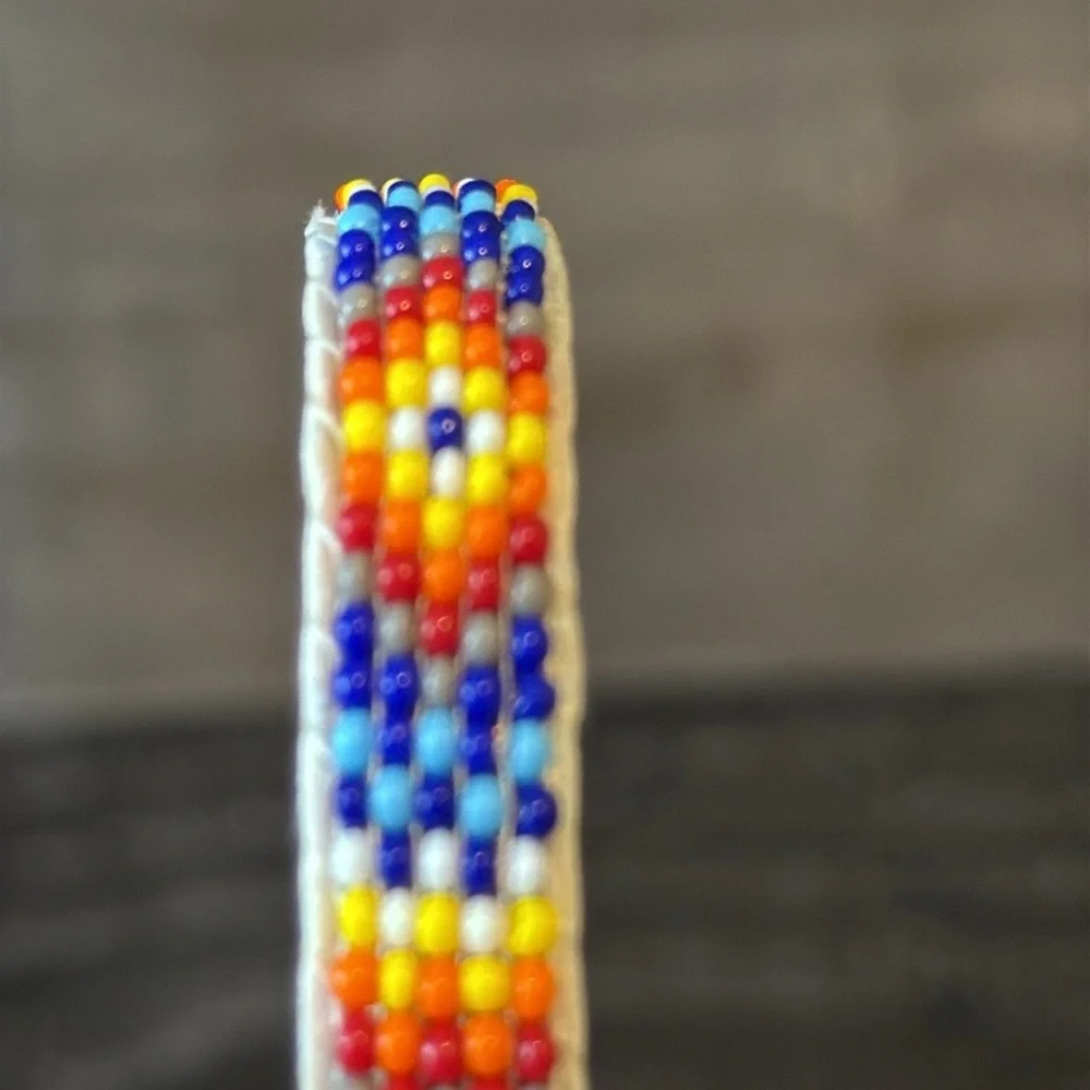 Native American crafted beaded bracelet leather western southwestern Yellowstone